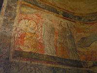 Polignac, Eglise, Chapelle lat. droite, Fresque de la Vierge (14e), Annonciation